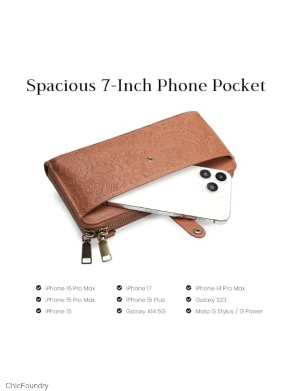 Genuine Leather Wristlet Wallet Crossbody Bag with RFID Blocking
